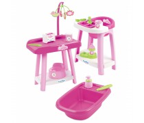 Žaislinis lėlės priežiūros rinkinys su vonele ir priedais | Nursery 3 in 1 | Ecoiffier 2878